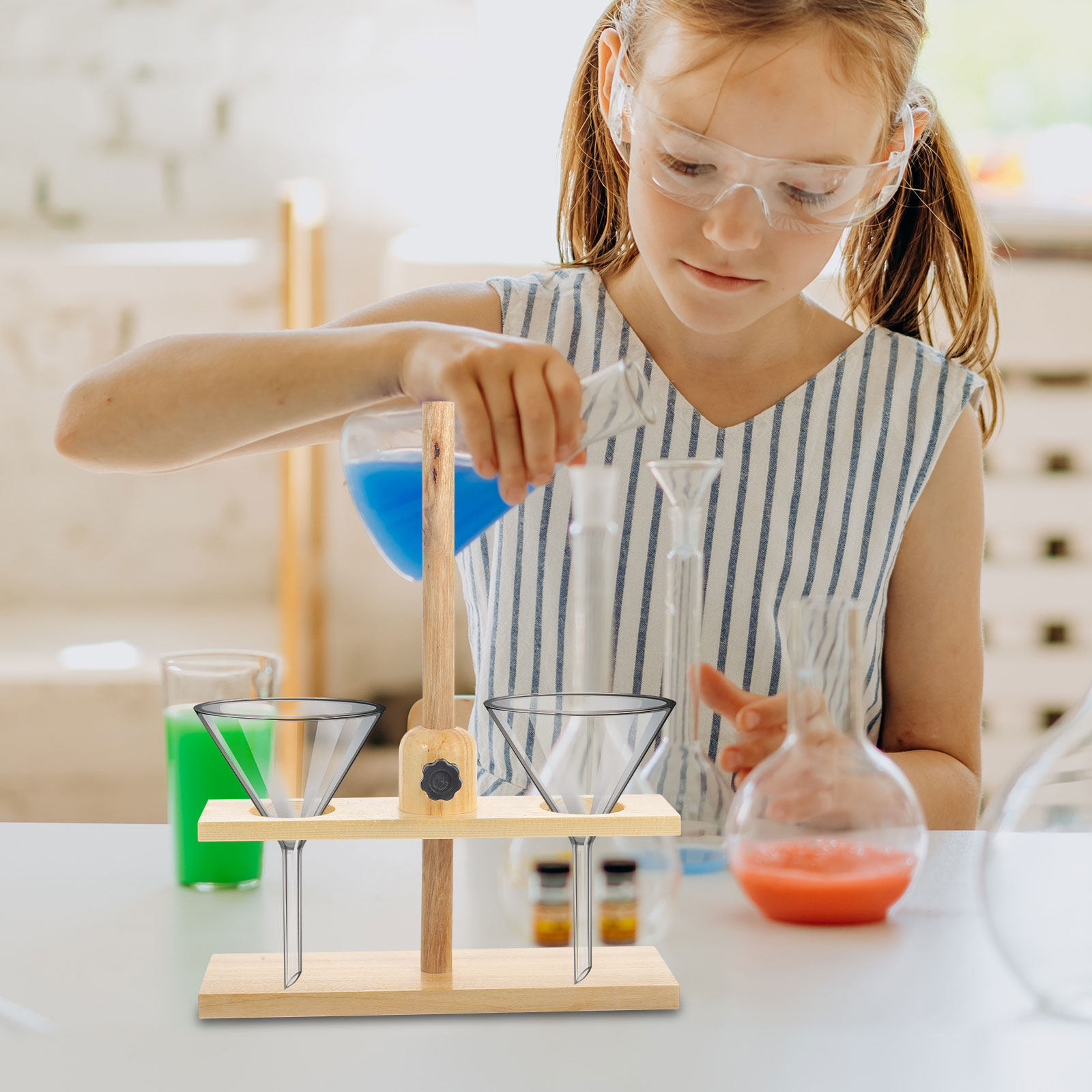 Science Experiment - Soporte de embudo de doble orificio